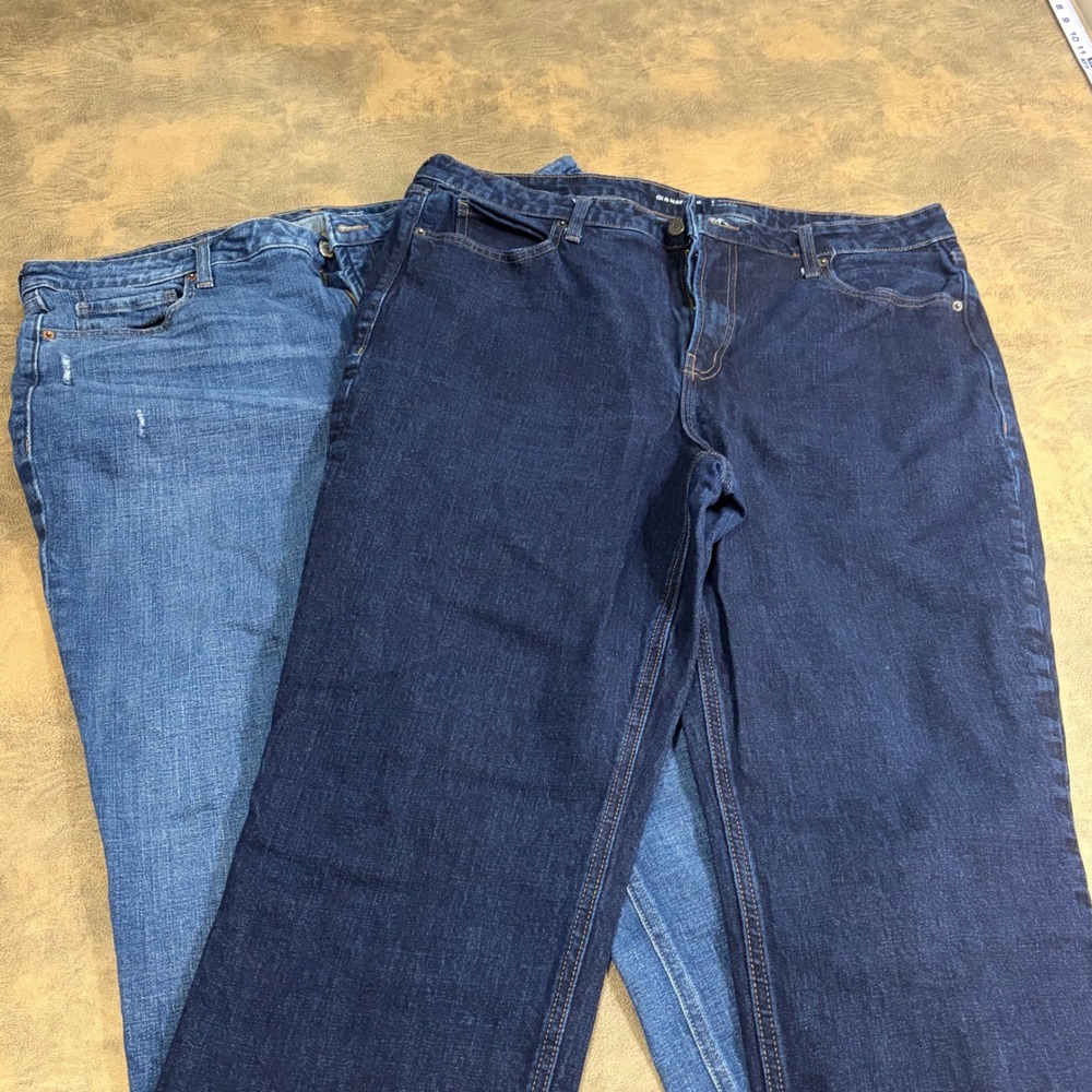 Old Navy Extra High Rise Straight Jeans Women 18 Blue Denim Lot of 2